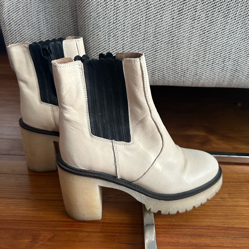 Free People White Leather Booties
